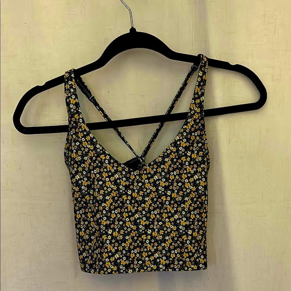 Gilly Hicks Black and Tan Backless Crop Tank